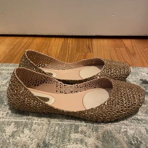 Melissa +Campana Gold Sparkly Flats - worn once, great condition!